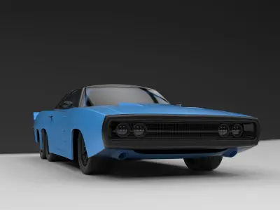 Dodge Charger six-wheeled concept 3D model