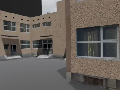 Hospital Building 3D Model Low-poly 3D model