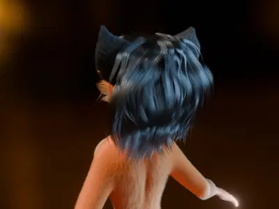 Luna Anthro Fox Low-poly 3D model