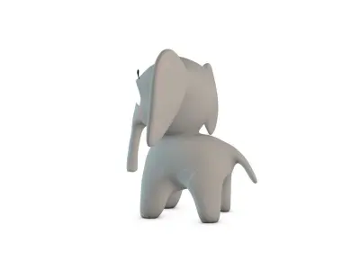 Cartoon Cute Elephant Low-poly 3D model