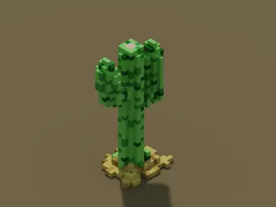 Free Cactus Voxel Model from Main Wild West Bundle OBJ PLY QB Free low-poly 3D model