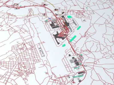 Tokyo Narita NRT Airport Roads Buildings and Public Transport 3D model