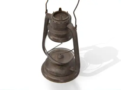 Rusty Vintage Kerosene Lantern Low-poly 3D model