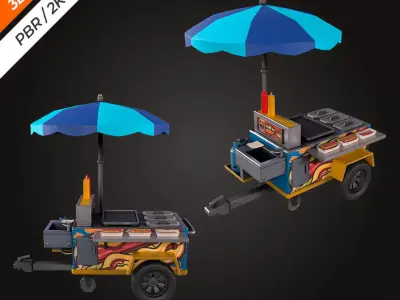 Hotdog Car Low-poly 3D model