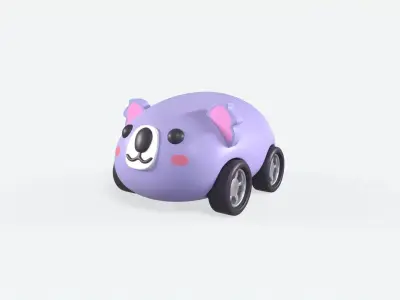 Cartoon Koala Car Cute Low-poly 3D model