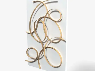 Uttermost Freehand 60 High Brushed Gold Metal Wall Panel PBR 3D model