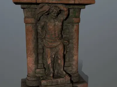 statue 2 old stone column Low-poly 3D model