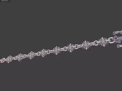 Scrollwork Linked Bracelet With Lock 3D print model