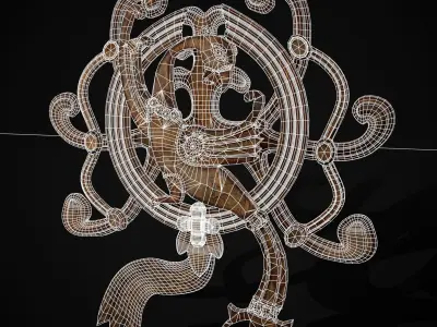 Wood Phoenix Relief Low-poly 3D model