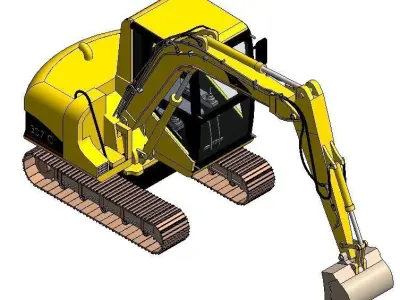 Small Long Reach Excavator-09 Low-poly 3D model