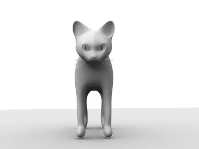 White Domestic Cat 3D model