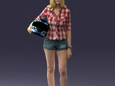 000022 Girl with motorcycle helmet 0623 3dp 3D print model