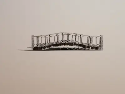 Wooden Bridge 02 Low-poly 3D model