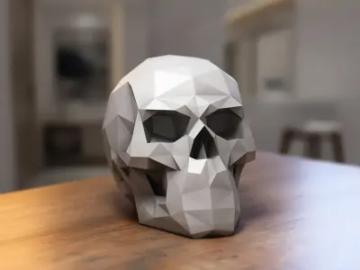 Low Poly Skull Headphone Stand Skull Headset Stand  3D print model