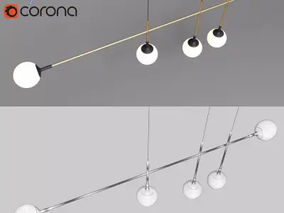 Golden and Black Ball Ceiling Light 3D model