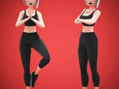 Game Cartoon Girl Tina Character rigged Low-poly 3D model