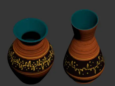 Set of 2 Ceramic Pottery Vase Heinz Siery Carstens Tonnieshof 3D model