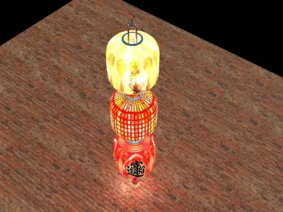 Chinese red lantern  3D model 10
