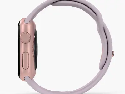 Apple Watch Rose Gold Aluminum Case Lavender Sport Band Low-poly 3D model