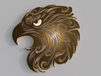 Golden Eagle Head - Ornamental 3D Model Low-poly 3D model
