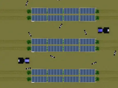Lowpoly Agricultural Solar Energy Tracker Systems Low-poly 3D model