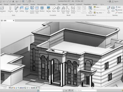 villa neoclassical   Low-poly 3D model