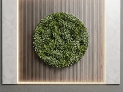Circle Garden Wall Plant With Wooden Frame 43 Low-poly 3D model