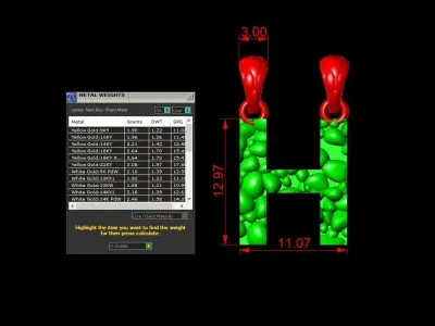 H LETTER Alphabet ROCKS PENDANT 3D print model 3D print model