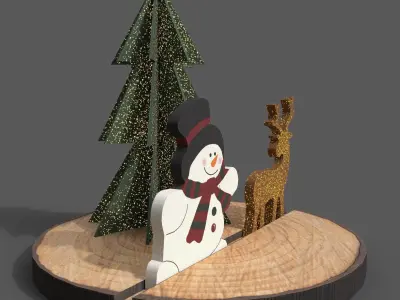 Christmas Decor Christmas tree  deer  snowman 3D model