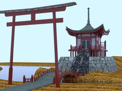 Japan temple 3D model purchase