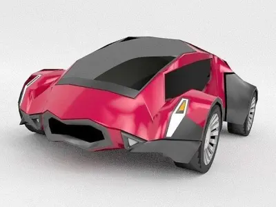 CyberFish futuristic concept vehicle Low-poly 3D model