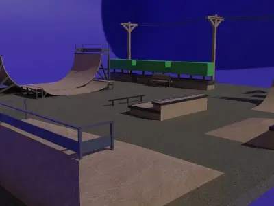 SkatePark Low Poly 48 meshes Free 3D model
