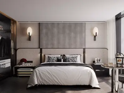  hotel bedroom interior 08 3D model