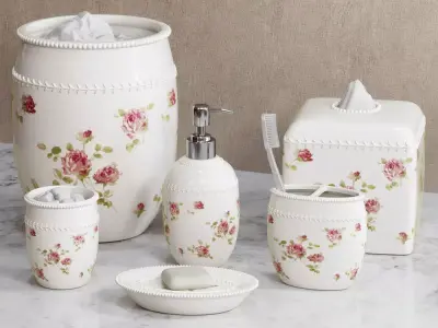 Rosalie Floral Bath Accessories by Piper Wright 3D model