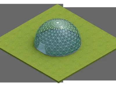 Dome triangular glass structure-panels architecture  engineering Low-poly 3D model