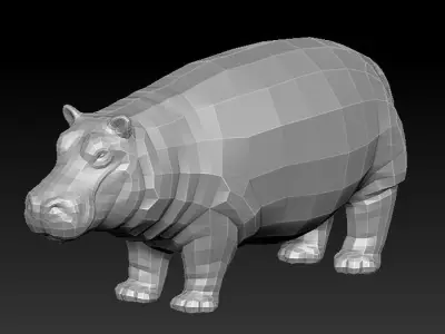 3D HIPPOPOTAMUS - LOWPOLY Low-poly 3D model