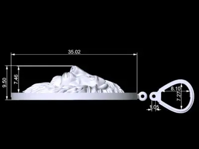 Lion Face Pendant 3D print model