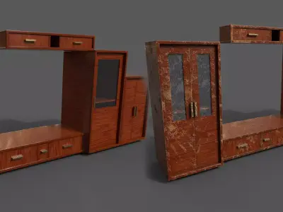 Pack 2 Sets Modern Furniture 3D Model Low-poly 3D model