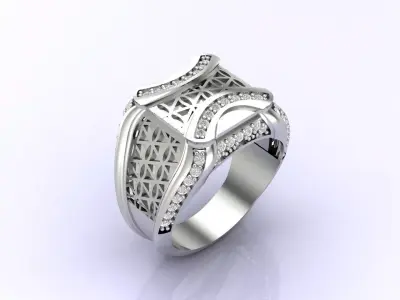 Print Ready STL 3DM  Gents Rings Diamond Men Ring  3D print model 31