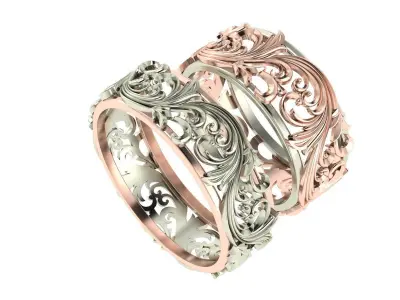 openwork wedding rings 3D print model