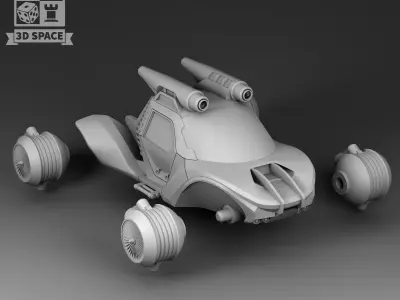 Futuristic car with rocket acceleration 3D print model