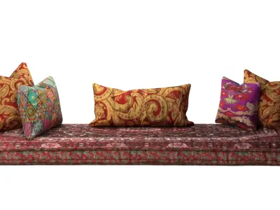Bohemian Floor Sofa with Cushions 3D model