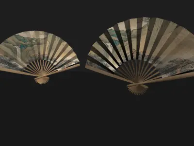 Chinese fan Low-poly 3D model