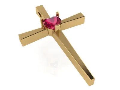 Cross Heart Pendant 1602 3D print model