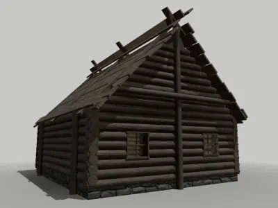 Log Cottage Free low-poly 3D model