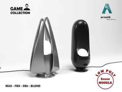 Sci-fi Lamps 2 Low-poly 3D model