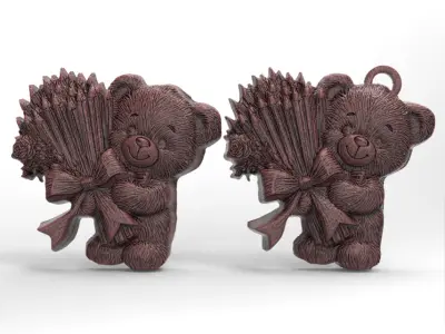 teddy bear pencil decor  3D print model