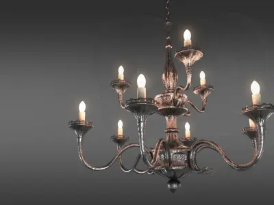 Wrought iron ceiling chandelier 3D model