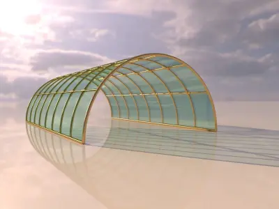 Structure with connections arched architectural space frame 3D model