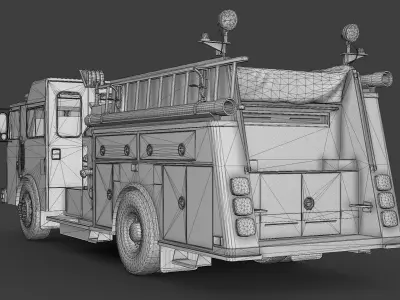 Fire Truck Low-poly 3D model